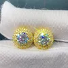 Passed Test D Color VVS 6.5mm Round Moissanite Earrings Studs 925 Sterling Silver Yellow White Gold Plated Bling Studs Earrings Nice Gift for Friends