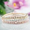 MG0943 New Design Dainty Hematite Beaded Bracelet Gold Color Beadd Stacking Bracelets Stretch EMF Protection Bracelet1956