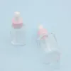 Botella cuentagotas cuadrada de aceite esencial de 20 ml Botellas de suero de vidrio transparente de 30 ml con tapa rosa para cosméticos Amjuv