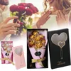 Fiori decorativi Set di bouquet di rose colorate Vaso artificiale in lamina d'oro 24k regalo per sempre alla moda per la decorazione