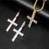 Hip Hop Eiszirkon Baguette Kreuz Anhänger mit 4mm Tenniskette Herrenschmuck Gold Silber Quadrat CZ Diamant Halskette1947