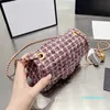 2023 Klasyczna mini klapa tweed złote balowe torby crossbody matelasse torebka na ramię luksusowe designerskie torebki monety