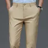Erkek pantolon erkek akıllı rahat esnek spor hızlı kuru pantolonlar bahar sonbahar tam uzunlukta düz ofis siyah donanma iş 231009