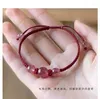 Charmarmband naturliga jordgubbar kristallvävda armband för kvinnor och män obsidian älskare studenthandstycke