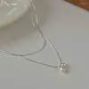 Collane con pendente 2023 Trendy Nastro di Colore Doppio Strato Perla Neckalce Per Le Donne Semplice Goccia D'acqua Catena Clavicola Gioielli Sposa