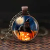 2019 plus récent citrouille et chat verre Cabochon pendentif collier Halloween pendentif citrouille et chat artisanat bijoux x1009