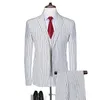 Costumes pour hommes Stripe Style britannique Slim Suit 3 pièces Ensemble Veste Gilet Pantalon / Homme d'affaires Gentleman Haut de gamme Blazers personnalisés Manteau M-6XL