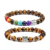 Brins de perles hommes femmes Bracelet de pierre d'oeil Tiger naturel Guérison 7 Chakra Strand Reiki Bouddha Yoga Charme de prière bijoux Pulseira269Q