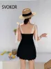 Women's Swimwear SVOKOR One-Piece Bikini Strap Design Swimsuit Sexy Push Up Bra Backless Slim Elastic Biquini Korean Casual Fashion