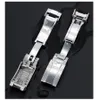 Watch Bands 9*9mm Stainless Steel Butterfly Buckle Brush Polish Band Glide Lock Clasp For Bracelet Rubber Leather Strap Belt