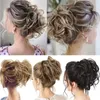 Grampos de cabelo sintético encaracolado scrunchie chignon com anel de proibição de borracha envoltório na cauda bagunçado rabo de cavalo extensão para mulher