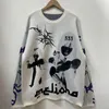 Suéteres femininos Y2K Anime Jacquard Branco Suéter Mulheres Gótico Grunge Vintage Jumper Japonês 2000s Emo Oversize Knit Pullover Preppy E-Girl