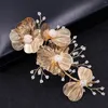 Hair Clips Brides Wedding Vines Hollow Flower Pearl Band Hairpins Bridal Bow Clip Headband Valentines Day Gift For Girlfriend