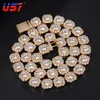 Chokers US7 11mm Clustered Diamond Tennis Chain in White Gold CZ Stone Cubic Zircon Box Clasp Halsband för män smycken3041