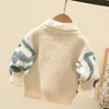 Kazak hırsız 2023 Sonbahar Kış Baby Baby Boys Boys Uzun Kollu Düz Renk Örgü Sweater Bebek Çocuklar Kız Kızlar Krover Sweaters Jumper Giysileri 231009