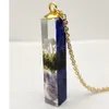 Pendentif Colliers Champignon 3D Forêt Paysage Violet Bleu Cube Résine Or Couleur Chaîne Long Collier Femmes Boho Mode Bijoux Bohème