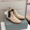 2024S Elegant Brand Men Melon Ankle Boots Lug Sole Suede Brown beige Dress Wedding Party Martin Booties Gentleman Motorcycle Bottes EU38-46 With Box