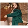 Coat Coat Fashion 2021 Trench Coats Teenage Girls Hooded Long Autumn Jackets Clothing For Kids Green Orange Children Outerwear Tops1 B Dhlu9