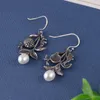 Dangle Earrings FNJ 925 Silver Vintage Fish For Women Jewelry S925 Sterling Drop Earring Natural Freshwater Pearl