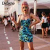 Robes décontractées Style chinois Dragon imprimé sangle robe sexy mini moulante dos nu fête femmes festival été sundress330w