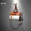 Handbag Airvivi-neon Designer Canvas Color-blocking Bag Leather with Canvas Women's Bag Fashion