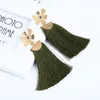 Dangle Earrings Vintage Gold Color Tassel Cotton Thread Olive Green For Ethnic Woman Crystal Fashion Jewelry Drop