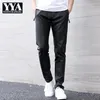 Męskie elastyczne talia Pu skórzane spodnie haremowe proste swobodne streetwear Slim Fit Spodni męska wielka rozmiar szkolnictwa czarne spodnie 239U