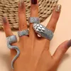 Cluster Rings Creative Retro Hip-Hop Horror Python Split Punk 4 Piece Ring Set