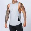 Workout Gym Mens Tank Top Vest Muscle Sleeveless Sportswear Shirt Stringer Fashion Clothing Bodybuilding Cotton Fitness Singlets 2222F