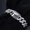 marca moda donna Dropshipping Luxury 18mm placcato oro bianco argento sterling 925 3 file Vvs Moissanite diamante ghiacciato braccialetto a maglie cubane