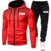 Tracksuits dos homens Mens Sweatpants Duas Peças Ternos 2023 Inverno Impressão Zipper Com Capuz Moletom Casual Fitness Jogging Calças Esportivas Conjuntos