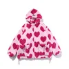 Vestes Femme Veste en fausse fourrure de lapin pour femme automne et hiver amour veste en peluche femmes lâche à capuche épais vêtements rembourrés de coton 231007