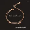 Link Bracelets SINLEERY Korean Fashion Charm Star Moon Cross Heart 2 Layers For Women Rose Gold Silver Color Hand Chain SL288