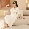 Mulheres sleepwear 2023 verão plus size manga curta algodão camisola para mulheres coreano bonito dos desenhos animados nightdress noite vestido casa nighty