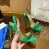 Eslinga trasera Sandalias Aquazzura Zapatos de noche Bombas de cuero genuino Zapato de vestir con tacón Banda estrecha Punta abierta Tacones de aguja Diseñadores de lujo Calzado de fábrica