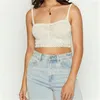 Canotte da donna Beige Crochet Knit Caisole Woen Suer Casual senza maniche Backless Bretella Crop Top Beach Street Sli Vest