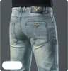 Novas calças jeans calça calças masculinas estiramento outono inverno prdaicon bordado jeans apertado calças de algodão lavado em linha reta negócios casual FK938-0