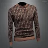 Pulls pour hommes de haute qualité pull imprimé géométrique automne hiver mode luxe tricoté décontracté coupe ajustée pulls en laine chaude