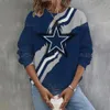 Frauen Hoodies Sweatshirts Stern Druck O Hals Casual Sweatshirt Frauen Langarm Spiel Tag American Football Grafik Übergroßen Tops 231009