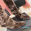 Botas de salto alto moda sexy dedo apontado com alça embelezada de cristal botas de veludo feminino salto