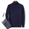 Men's Sweaters High Collar Cashmere Knit Long Sleeve Polo Warm Sweater Classic Solid Color Large Casual Pure Wool Underlay