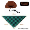 Costumes de chat 2 pièces accessoires de costume pour animaux de compagnie drôles ensemble chapeau de cowboy pour petit chien avec mentonnière élastique réglable et bandana pour anniversaire