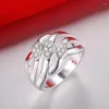 Cluster Rings Classic High-Quality AR166 Wholesale Ring Fashion Silver Plated Jewelry Three Line Crystal Mosaic Ziron