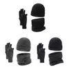 Autumn and Winter Glove Scarf Sticked Plush Pullover Woolen Hat Neck Three Piece Set