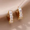 Hoop Earrings Aesthetic Gold Color For Women Copper Zircon Shiny Circle Hangers Earring Fashion Stainless Steel Jewelry 2023