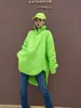 Mujer Down Parkas Vefadisa Primavera Otoño Solapa Jersey Abrigo Suelto Color Sólido Engrosamiento Parches Chaqueta Verde LHX3987 231009