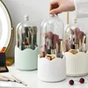 Storage Boxes Rotating Makeup Brush Holder With Lid Dresser Dustproof Cosmetic Organizer Desktop Lipstick Box Office Pencil Container