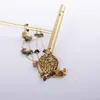 Collane con ciondolo Collana con medaglia a mano di Hamsa in acciaio inossidabile per donna Girocollo in pietra di energia naturale Khamsa in metallo Collier Femme