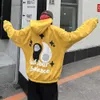 Streetwear 1 Kalite Köpük Baskı Gevşek büyük boyutlu kadife gündelik üst kısımlar Erkekler için Hoodies