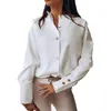 Damen Blusen Hemden Weiß Frühling Herbst Langarm Tops Mode Einfarbig Lose Hemd Elegante Büro Damen Arbeit Und Bluse